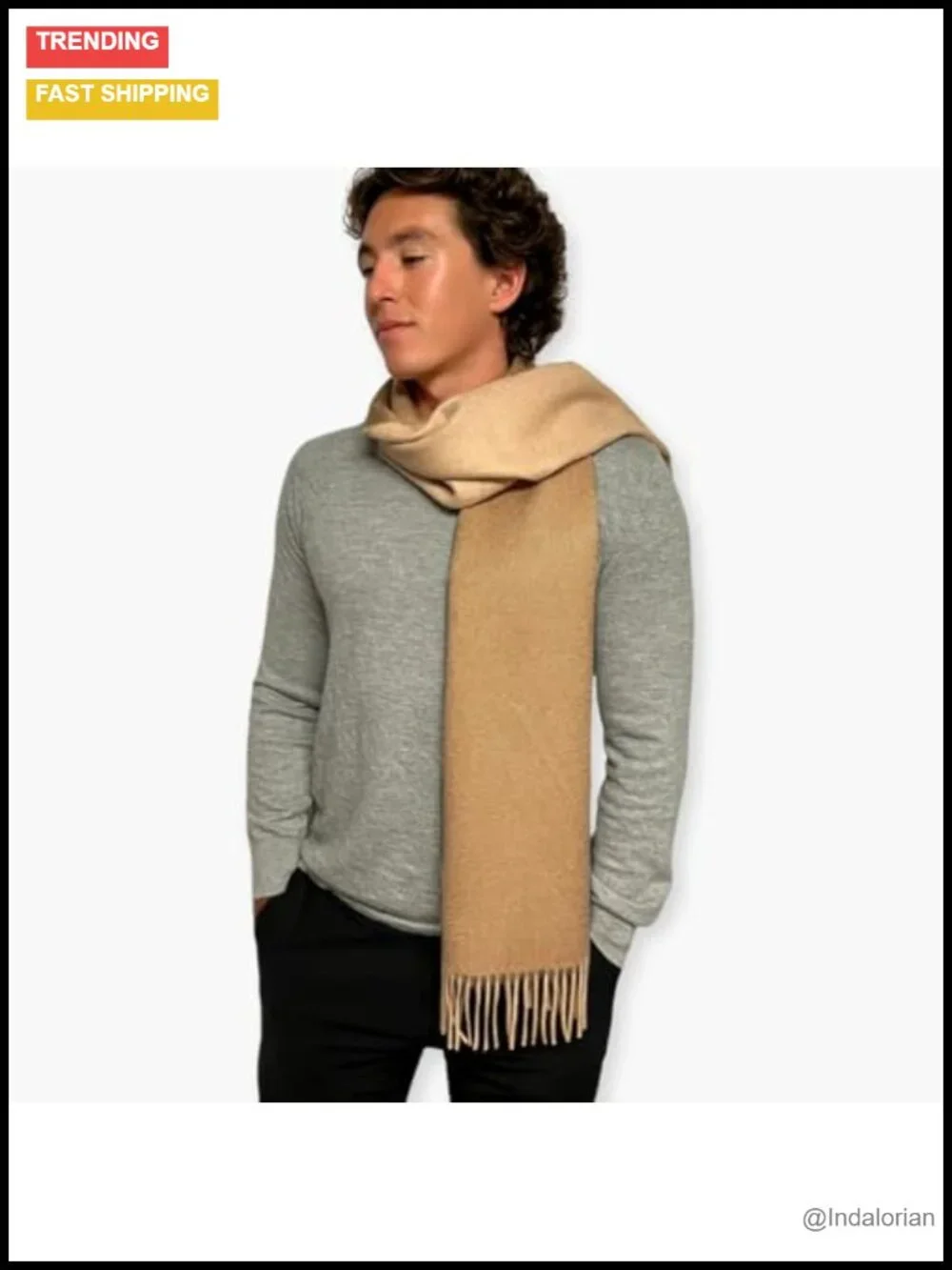 100% Lambswool Scarf 72x13 Shawl Wrap Unisex Winter